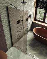 Душевая перегородка в профиле MaybahGlass 1950*690 Стекло 8 мм Бронза   Профиль: Широкий, Цвет Черный MGD-702-6ш