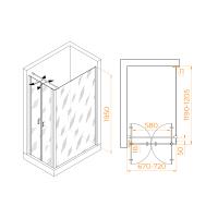 Душевой уголок RGW PA-144B (PA-104B + Z-050-2B + O-104B) прямоугольный   70*120*195 060814472-014 профиль Чёрный стекло Прозрачное 6 мм RGW