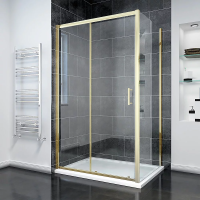Душевой угол раздвижной прямоугольный RV055G-150100-01-C8 1500х1000х1950 Цвет профиля Золото брашинг Стекло Прозрачное Veconi