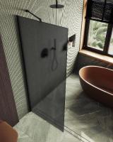 Душевая перегородка в профиле MaybahGlass 1950*1090 Стекло 8 мм Графит матовый   Профиль: Широкий, Цвет Черный MGD-682-6ш