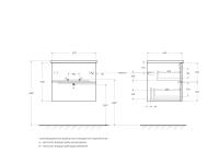 Тумба под раковину подвесная с двумя выкатными ящиками DUET  Sapfiro DUET-600-2C-SO-SPF-P CEZARES