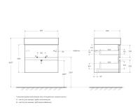 Тумба под раковину подвесная с двумя выкатными ящиками MOLVENO 46 60х46х50 Noce Chiaro MOLVENO 46-60-2C-SO-NC CEZARES