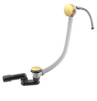 Слив перелив с наполнением ванны через перелив, донный клапан с системой "Клик-клак"  CZR-B-STW-03/24 золото 24 карат   Cezares