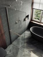 Душевая перегородка в профиле MaybahGlass 1950*1090 Стекло 8 мм Сатин +Полотенцедержатель  Профиль: Широкий, Цвет Хром матовый MGD-713-5ш