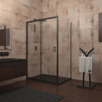 Душевой угол раздвижной прямоугольный RV046B-115110-01-C5 1150х1100х1950 Цвет профиля Чёрный  Стекло Прозрачное Veconi