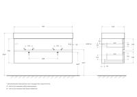 Тумба под раковину с двумя чашами подвесная с двумя выкатными ящиками MOLVENO 46  Legno Grigio MOLVENO 46-120-2C-SO-2-LG CEZARES