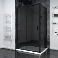 Душевой угол раздвижной прямоугольный RV055BT-110100-05-C8 1100х1000х1950 Цвет профиля Чёрный матовый Стекло Тонированное Veconi