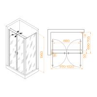 Душевой уголок RGW PA-144B (PA-104B + Z-050-2B + O-104B) прямоугольный  100* 70*195 060814407-014 профиль Чёрный стекло Прозрачное 6 мм RGW