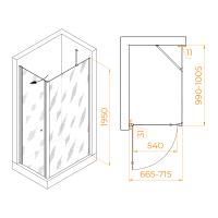 Душевой уголок RGW TN-43B (TN-03B + Z-050-2B + O-204B) прямоугольный   70*100*195 54934370-14 профиль Чёрный стекло Прозрачное 6 мм RGW