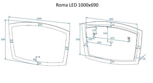 Зеркало с подсветкой "Roma 1000х700" AM-Rom-1000-700-DS-F ART&MAX