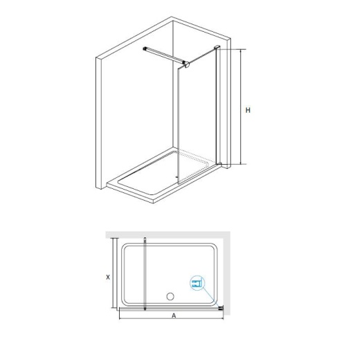 Перегородка для душа RGW WA-001 100*195 351000110-11 профиль Хром стекло Прозрачное(Easy) 10 мм RGW